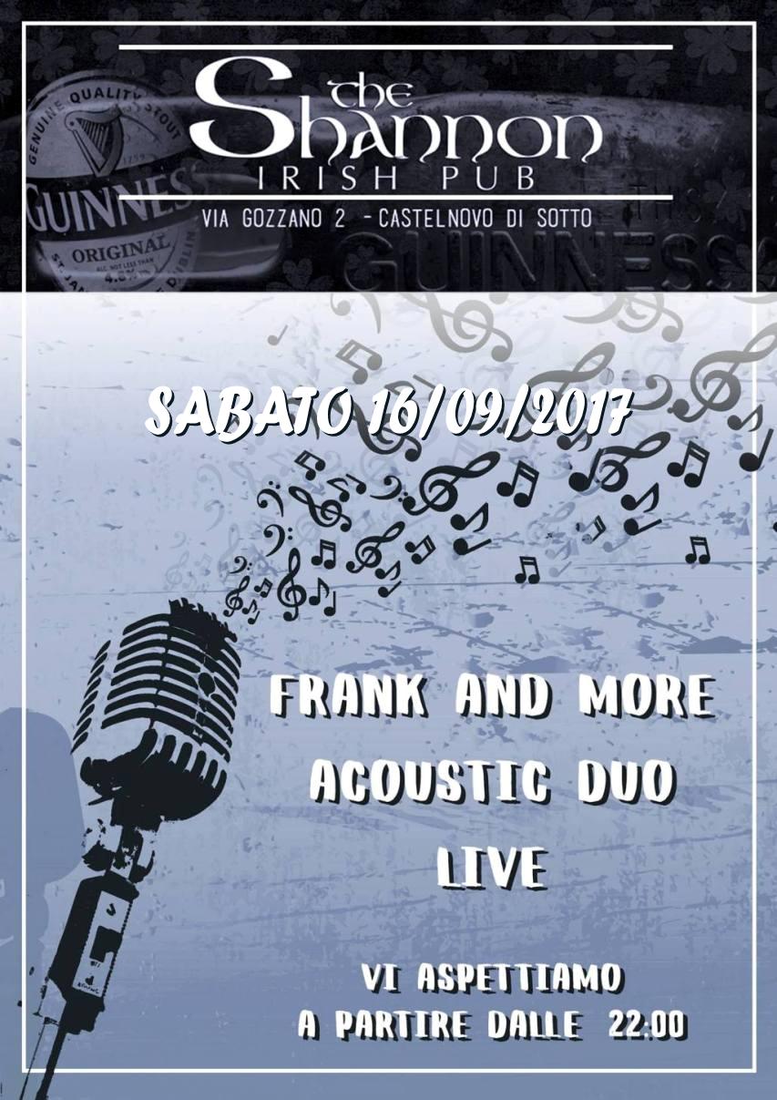 Frank and More in concerto al Shannon Pub, Castelnovo Sotto, sabato 16 settembre 2017