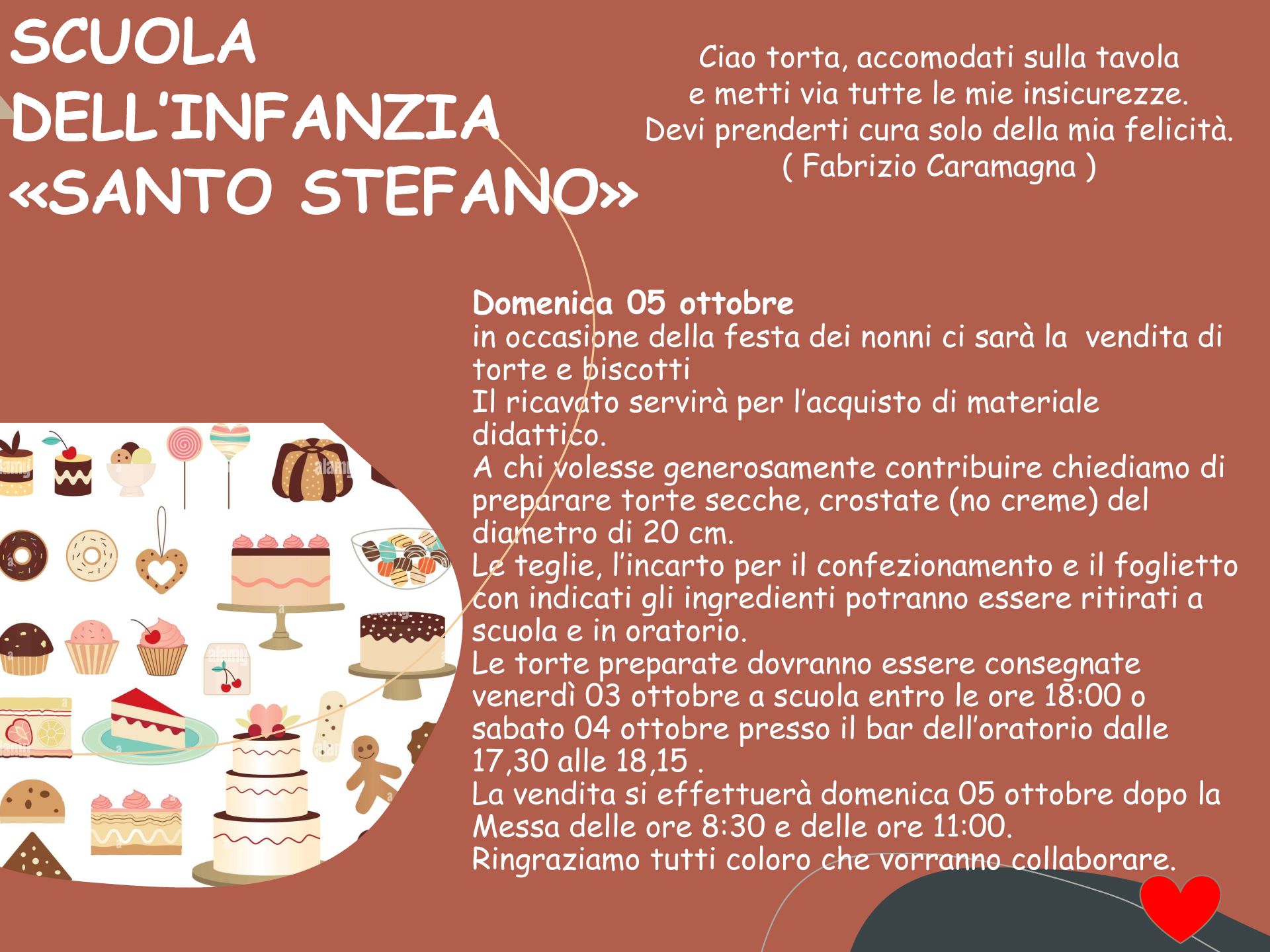Torte per la Scuola Materna Santo Stefano, 5 ottobre 2025
