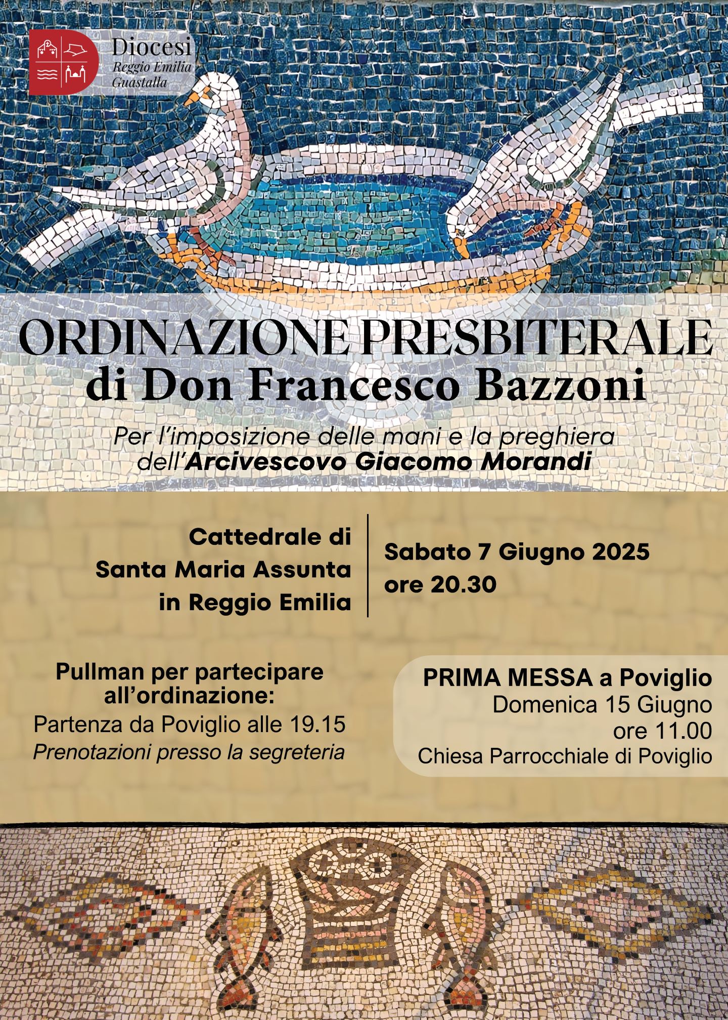 Ordinazione Presbiterale di Don Francesco Bazzoni - 07/06/2025 Reggio Emilia. Prima Messa a Poviglio, domenica 15 giugno 2025 ore 11.00