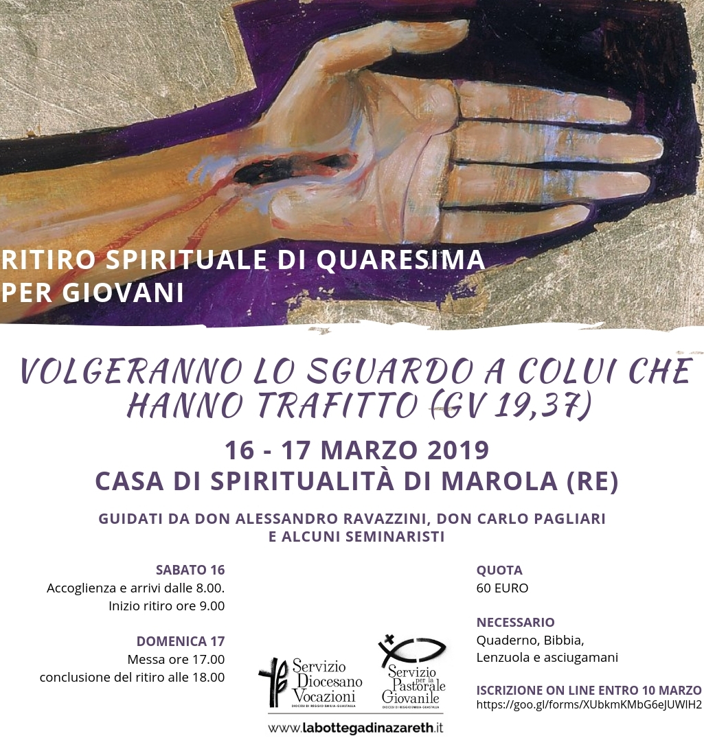 Ritiro spirituale di Quaresima per giovani 16-17 marzo 2019
